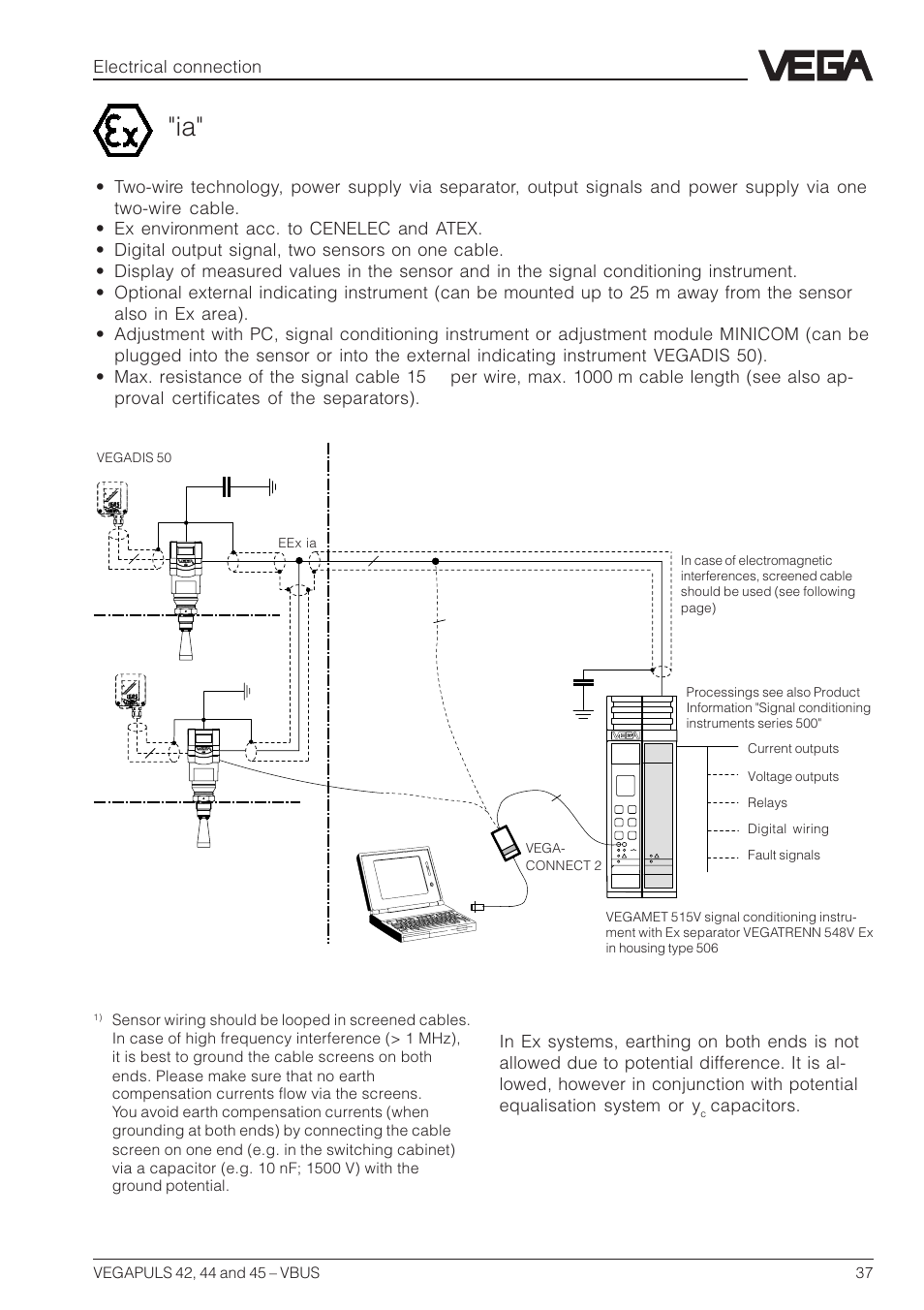 Electrical connection, Capacitors | VEGA VEGAPULS 45 VBUS User Manual | Page 37 / 92