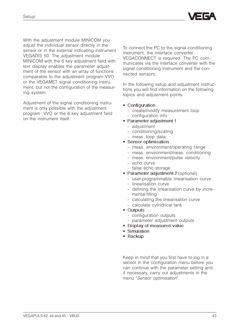 VEGA VEGAPULS 45 VBUS User Manual | Page 43 / 92