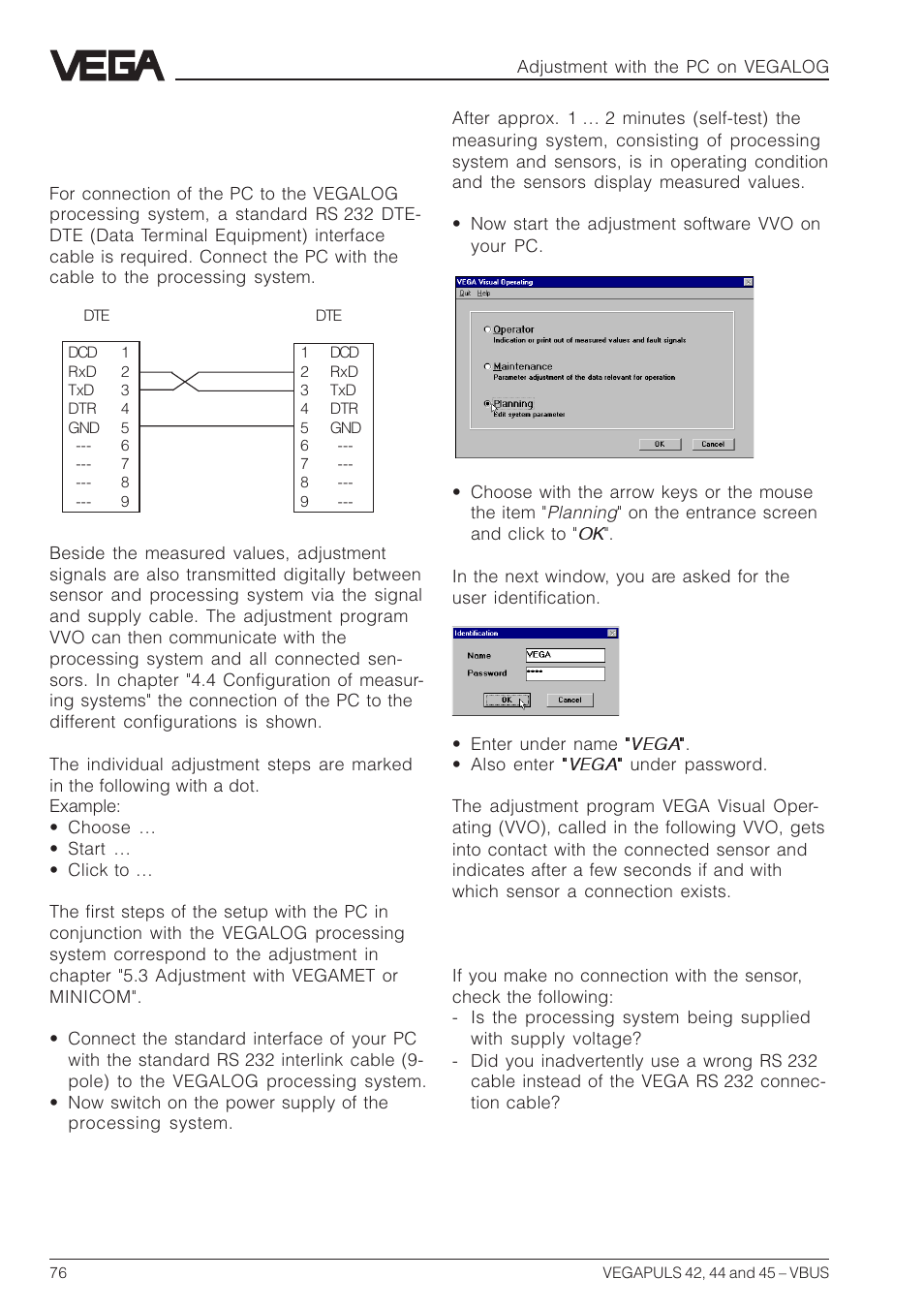 4 adjustment with the pc on vegalog | VEGA VEGAPULS 45 VBUS User Manual | Page 76 / 92