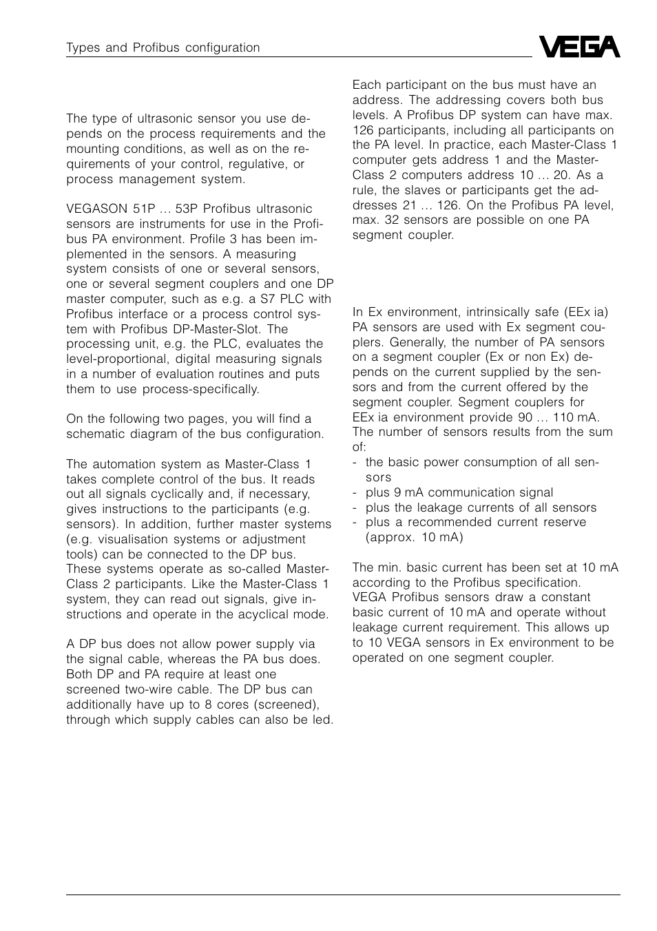 2 bus configuration | VEGA VEGASON 51P…53P Profibus PA User Manual | Page 13 / 84