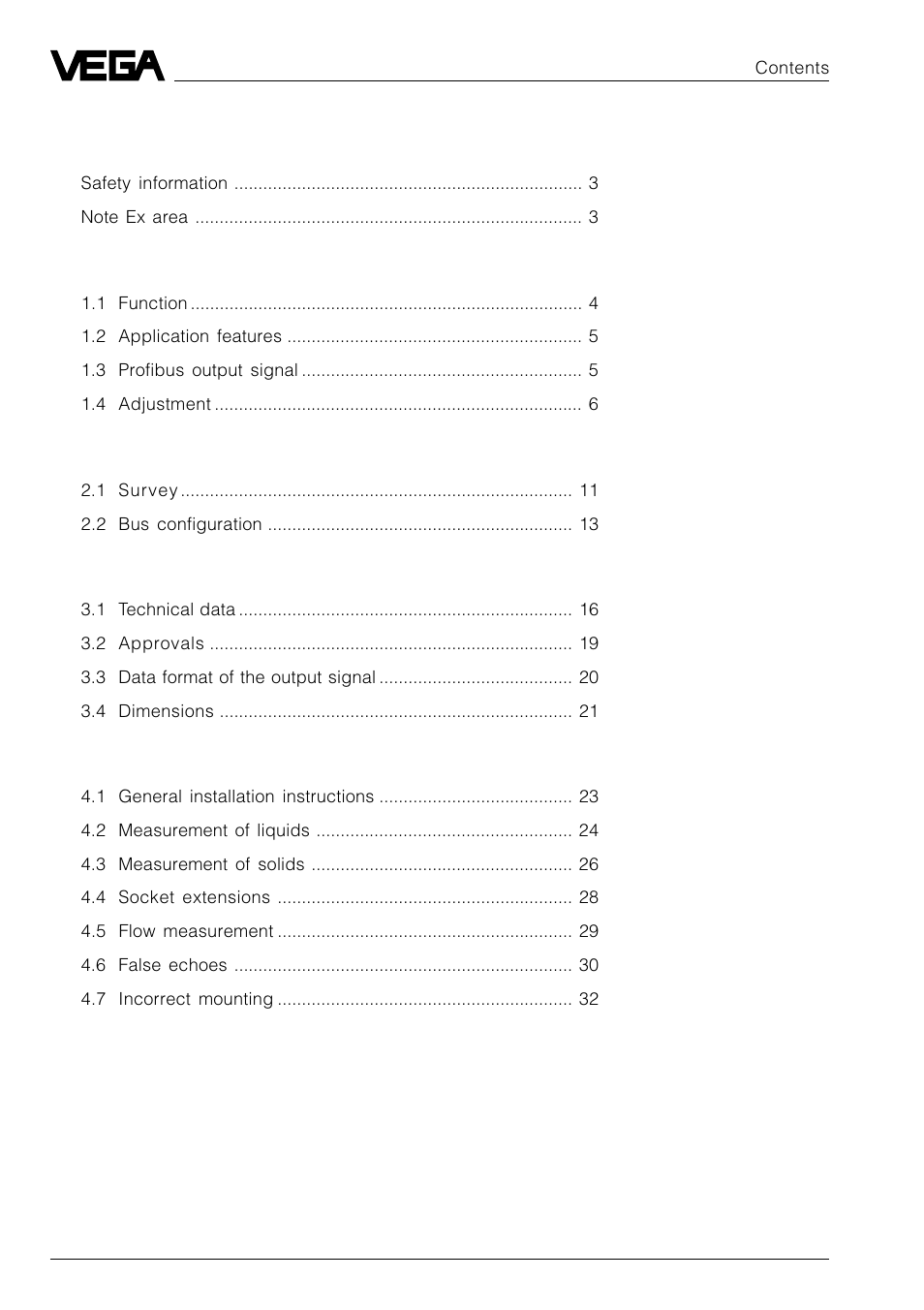 VEGA VEGASON 51P…53P Profibus PA User Manual | Page 2 / 84