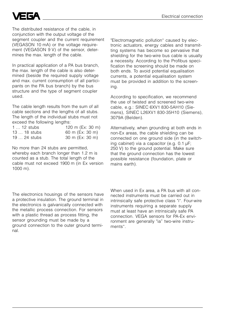 VEGA VEGASON 51P…53P Profibus PA User Manual | Page 36 / 84