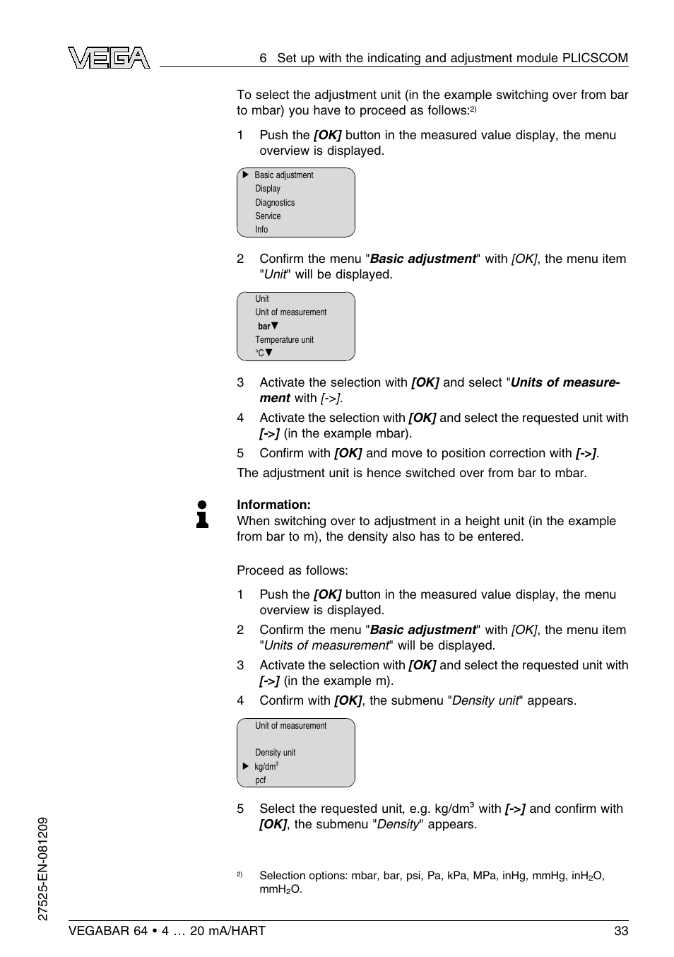 VEGA VEGABAR 64 4 … 20 mA_HART User Manual | Page 33 / 80