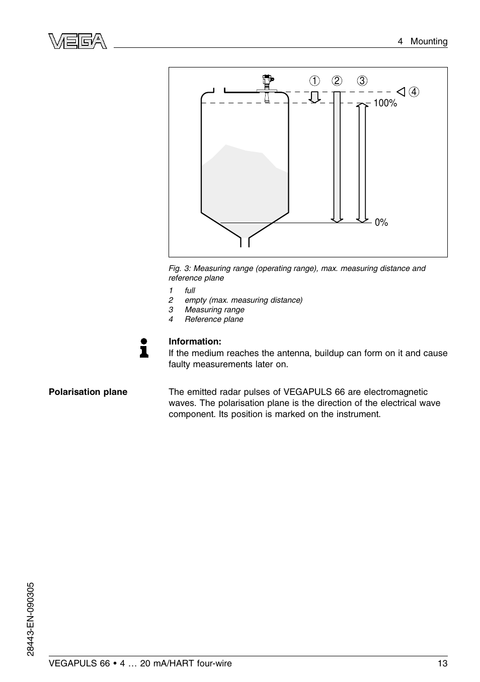 VEGA VEGAPULS 66 (≥ 2.0.0 - ≤ 3.8) 4 … 20 mA_HART four-wire User Manual | Page 13 / 60