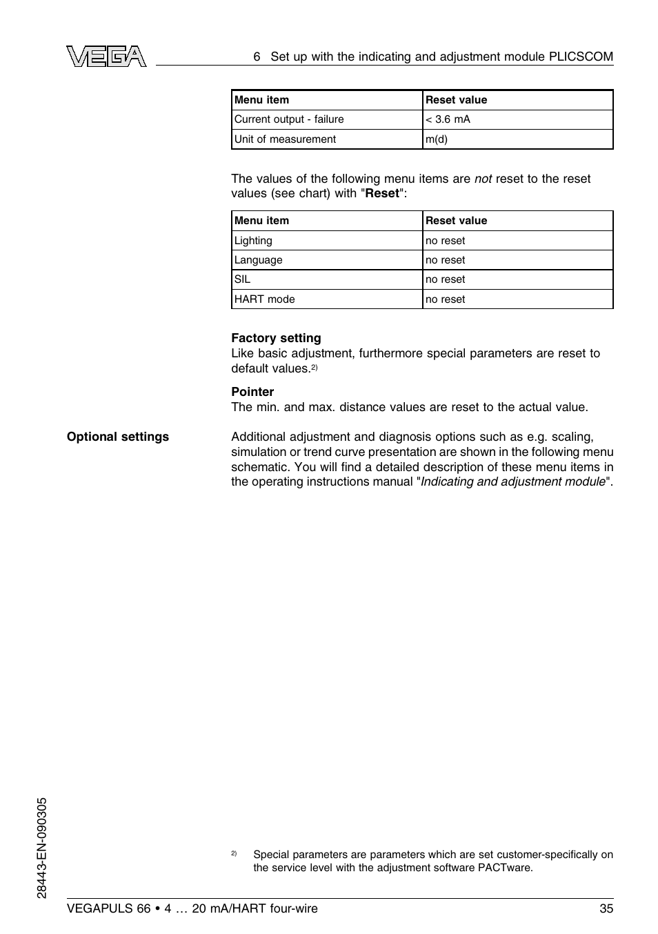 VEGA VEGAPULS 66 (≥ 2.0.0 - ≤ 3.8) 4 … 20 mA_HART four-wire User Manual | Page 35 / 60