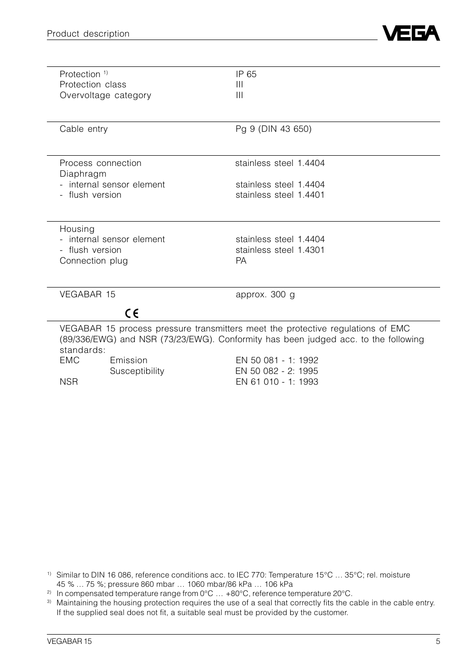 VEGA VEGABAR 15 User Manual | Page 5 / 8