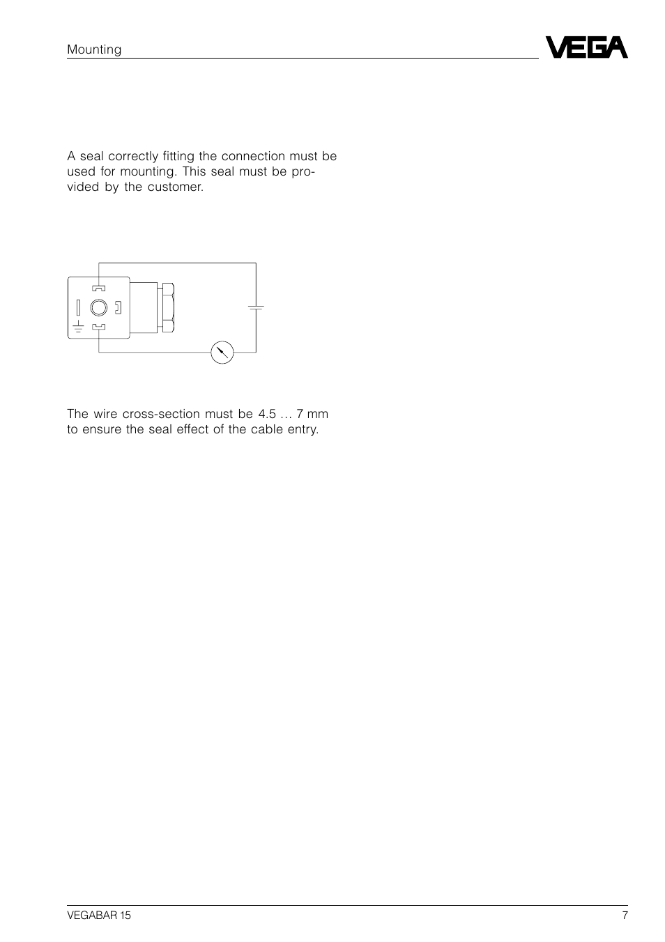 2 mounting, 1 mechanical connection, 2 electrical connection | VEGA VEGABAR 15 User Manual | Page 7 / 8