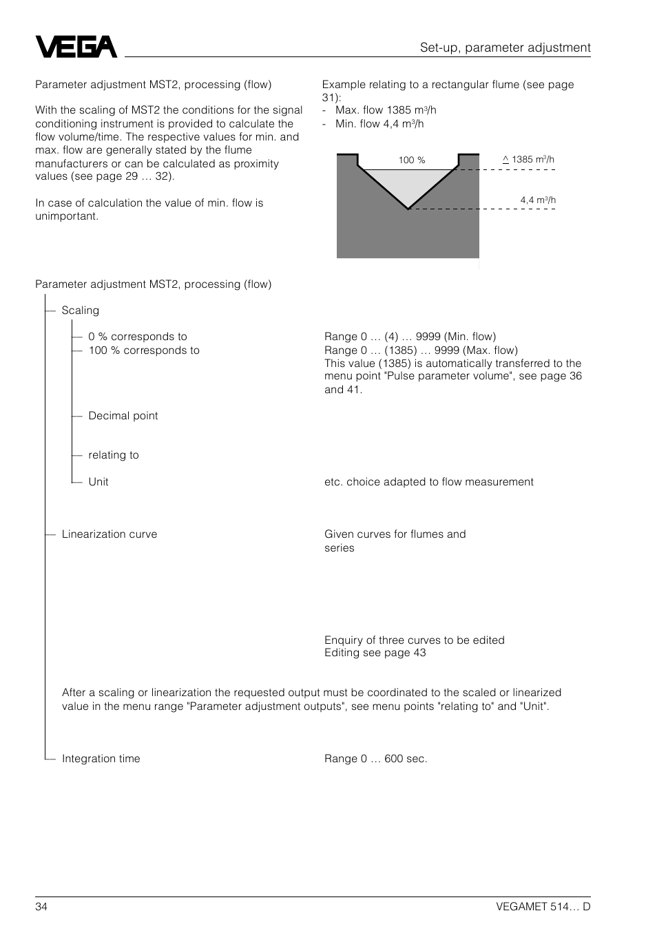 Set-up, parameter adjustment | VEGA VEGAMET 514… D User Manual | Page 34 / 52