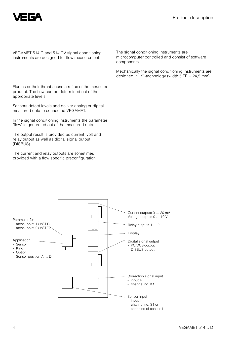 1 product description, 1 function and configuration, Product description | Function, Configuration, Sketch | VEGA VEGAMET 514… D User Manual | Page 4 / 52