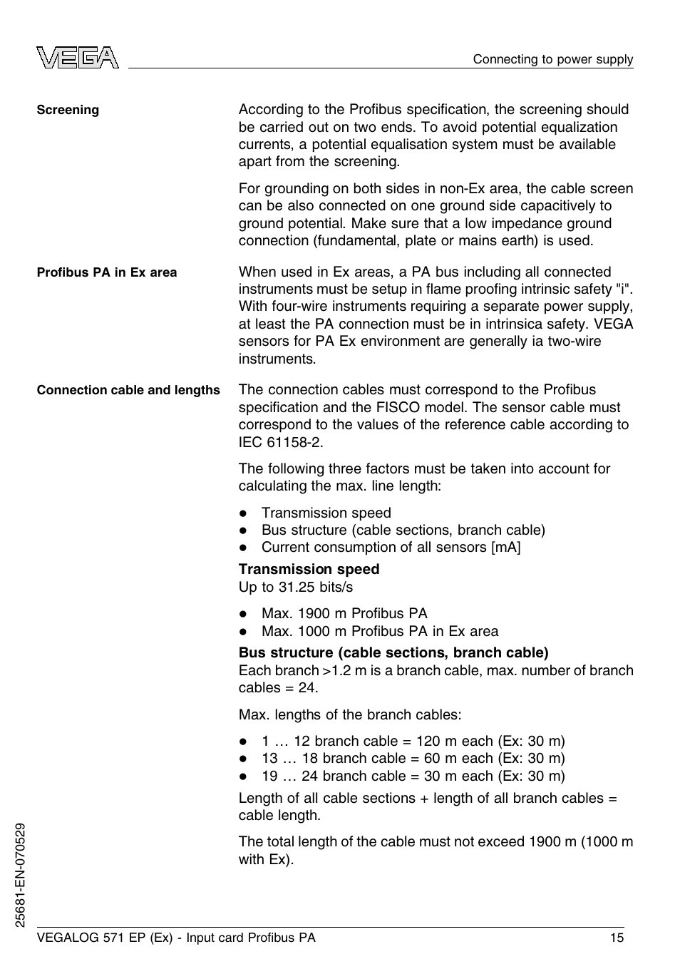 VEGA VEGALOG 571 EP (Ex) User Manual | Page 15 / 32