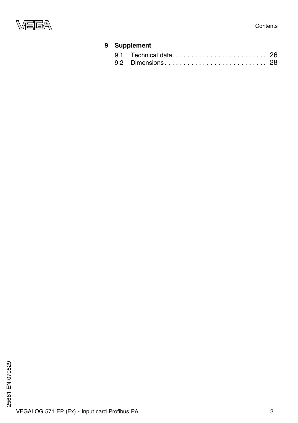 VEGA VEGALOG 571 EP (Ex) User Manual | Page 3 / 32