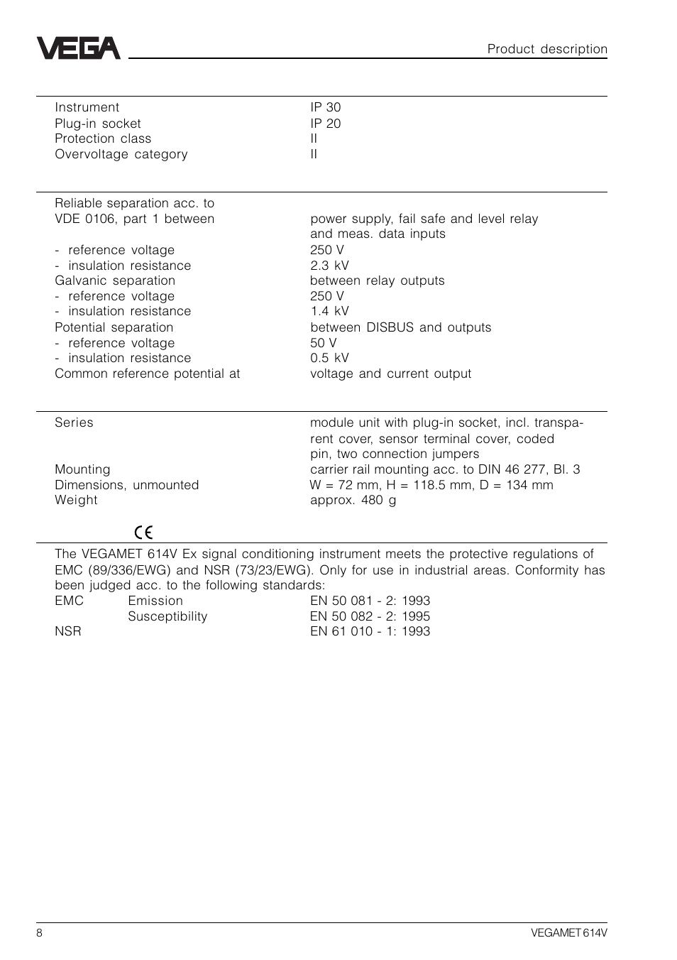 VEGA VEGAMET 614V User Manual | Page 8 / 56