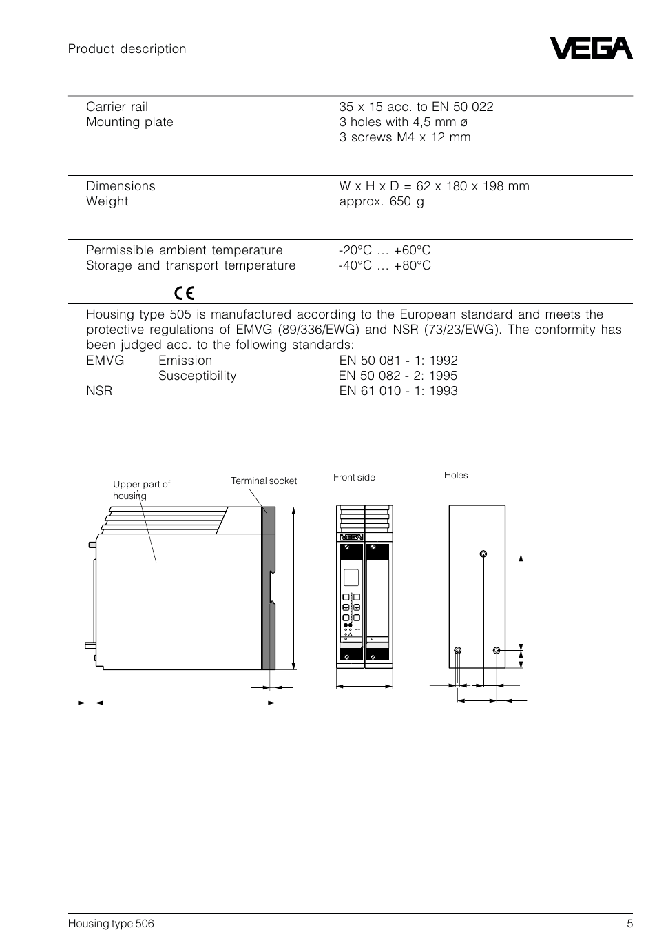 4 dimensions | VEGA Housing type 506 User Manual | Page 5 / 12