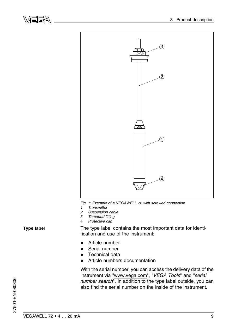 VEGA VEGAWELL 72 4 … 20 mA User Manual | Page 9 / 40