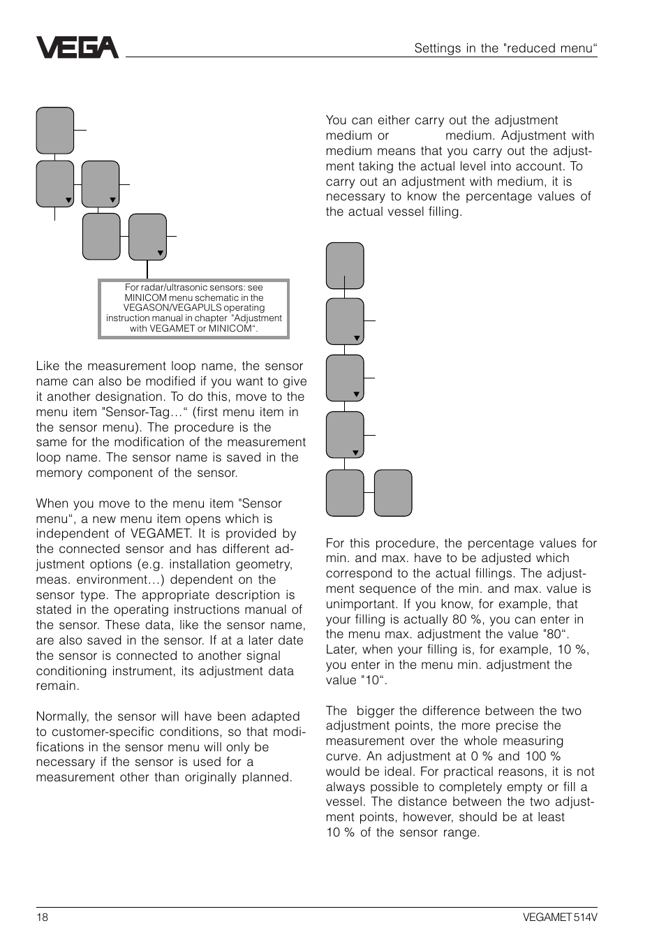 2 sensor optimization, 3 adjustment with medium | VEGA VEGAMET 514V User Manual | Page 18 / 60