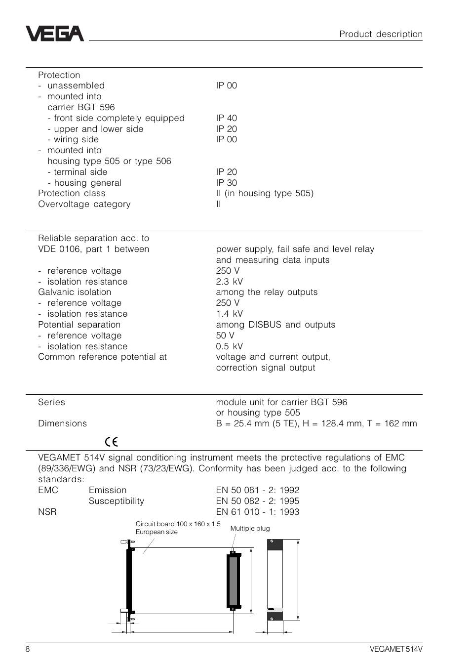5 dimensions | VEGA VEGAMET 514V User Manual | Page 8 / 60