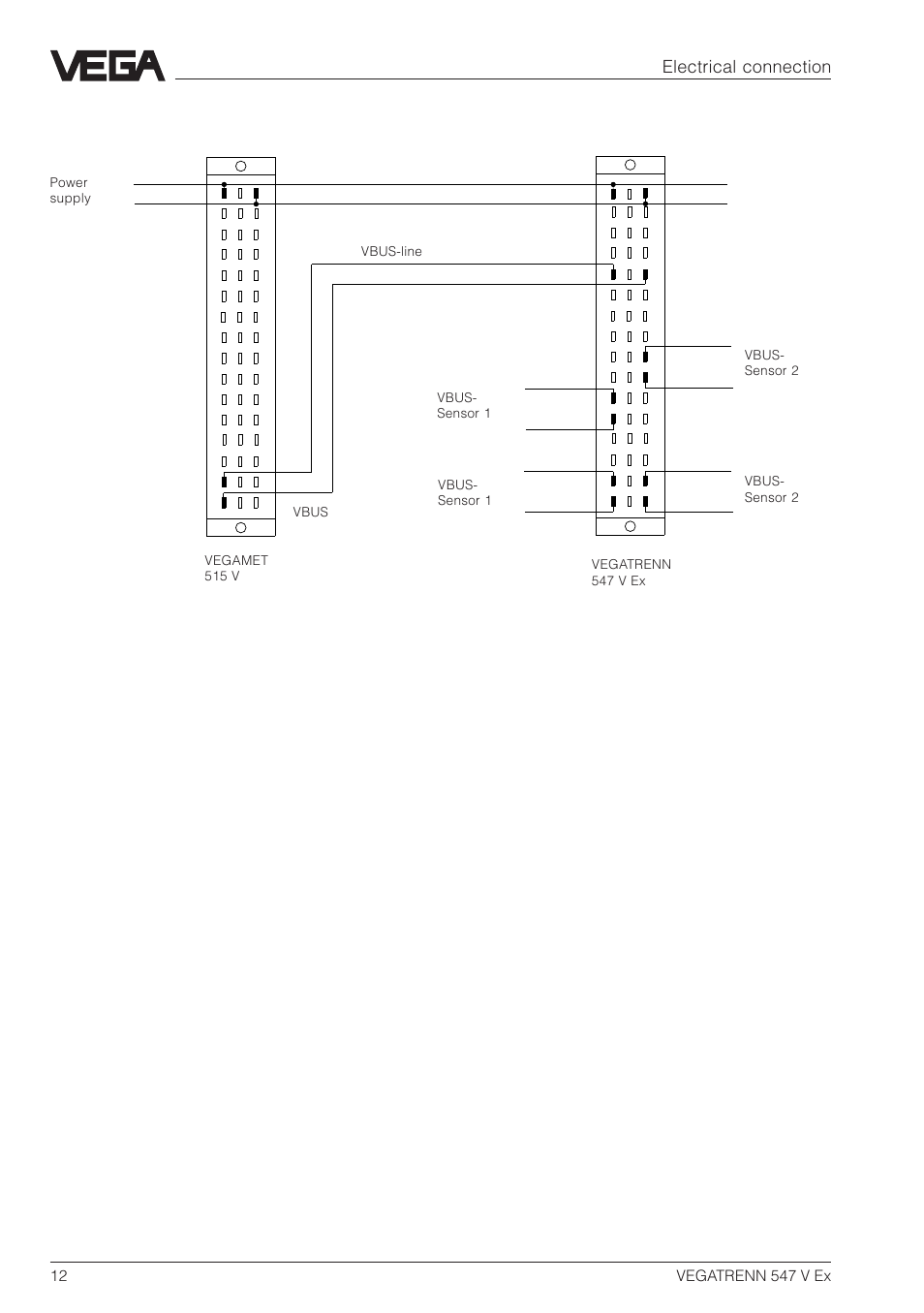 Electrical connection | VEGA VEGATRENN 547 V Ex User Manual | Page 12 / 16