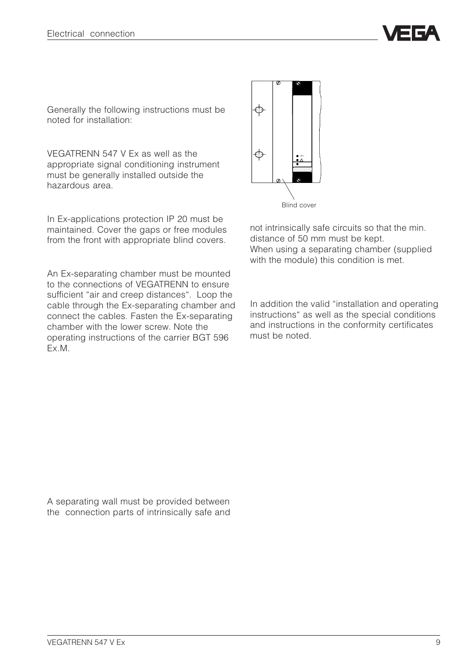 3 electrical connection, 1 installation information | VEGA VEGATRENN 547 V Ex User Manual | Page 9 / 16