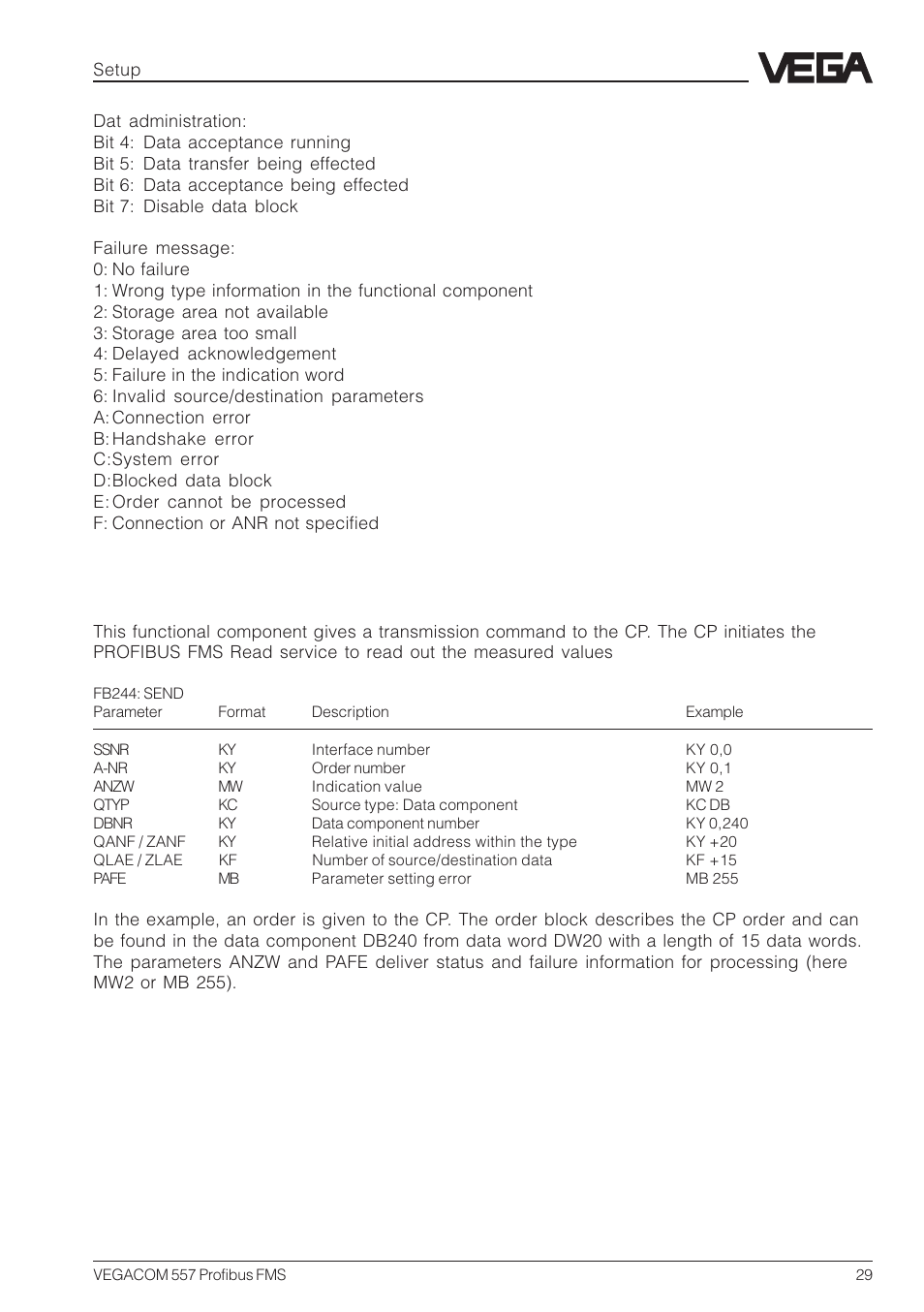 Fb244: send component | VEGA VEGACOM 557 Profibus FMS User Manual | Page 29 / 56