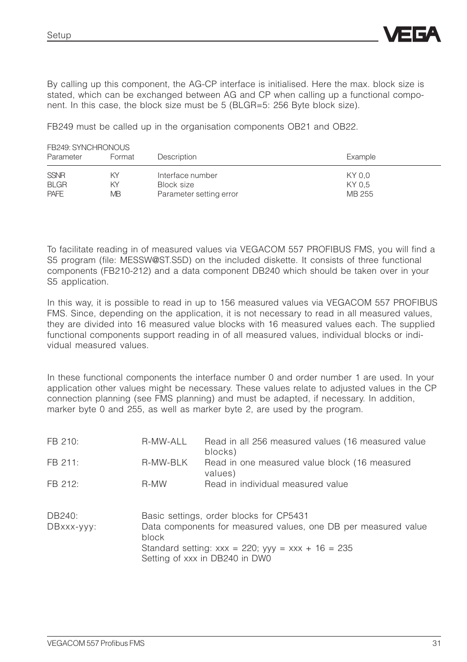 5 s5 program for reading in measured values | VEGA VEGACOM 557 Profibus FMS User Manual | Page 31 / 56