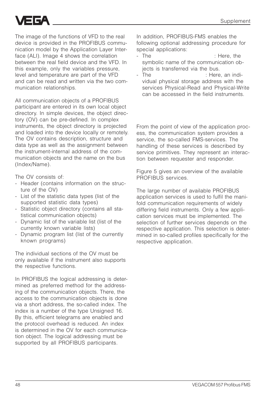 VEGA VEGACOM 557 Profibus FMS User Manual | Page 48 / 56