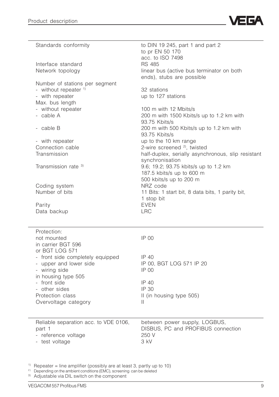 VEGA VEGACOM 557 Profibus FMS User Manual | Page 9 / 56