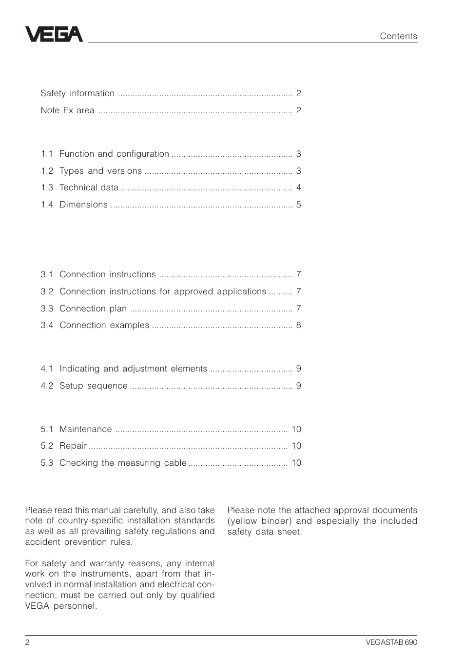 VEGA VEGASTAB 690 User Manual | Page 2 / 12