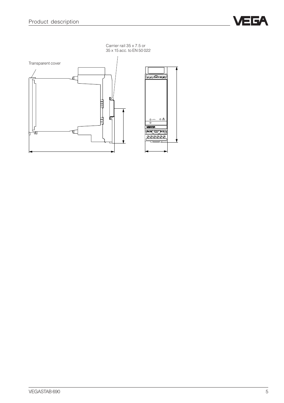 4 dimensions, Product description, Vegastab 690 5 | VEGA VEGASTAB 690 User Manual | Page 5 / 12