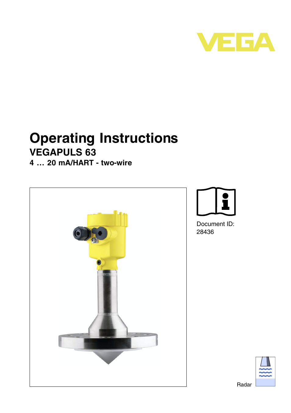 VEGA VEGAPULS 63 (≥ 2.0.0 - ≤ 3.8) 4 … 20 mA_HART - two-wire User Manual | 68 pages