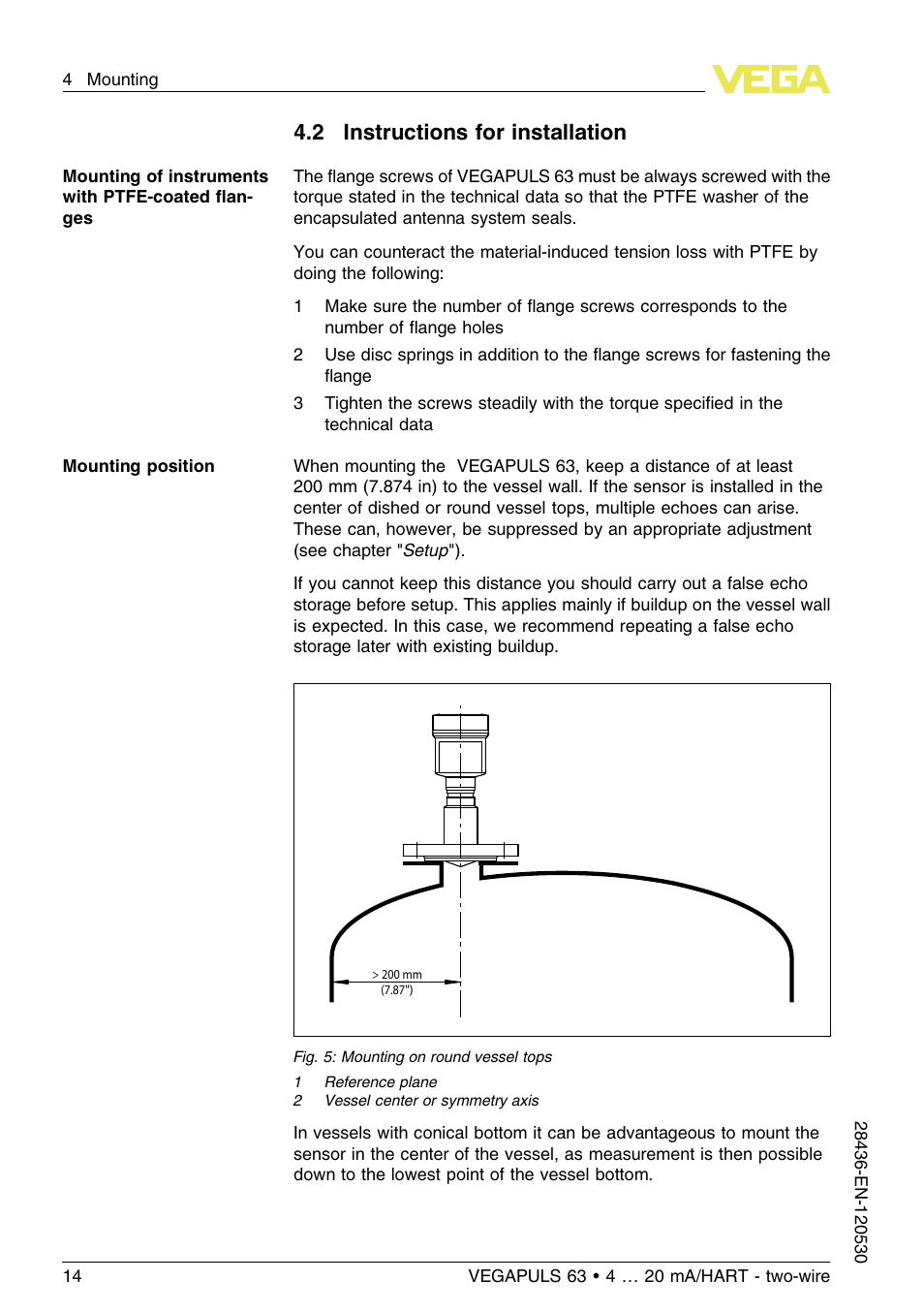 2 instructions for installation | VEGA VEGAPULS 63 (≥ 2.0.0 - ≤ 3.8) 4 … 20 mA_HART - two-wire User Manual | Page 14 / 68