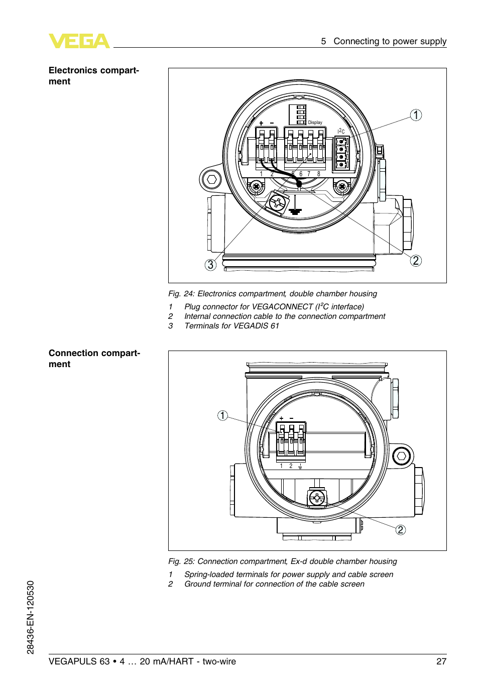 VEGA VEGAPULS 63 (≥ 2.0.0 - ≤ 3.8) 4 … 20 mA_HART - two-wire User Manual | Page 27 / 68