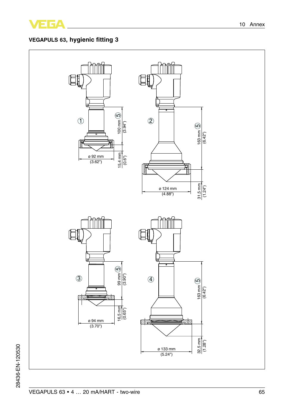 VEGA VEGAPULS 63 (≥ 2.0.0 - ≤ 3.8) 4 … 20 mA_HART - two-wire User Manual | Page 65 / 68