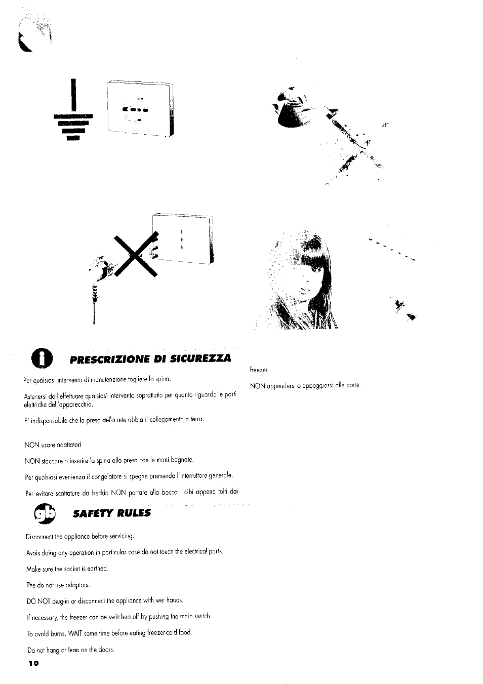 Prescuzionb di sicurezza, Safctynuus, F' prescuzionb di sicurezza | ZANKER GS 105 User Manual | Page 10 / 31