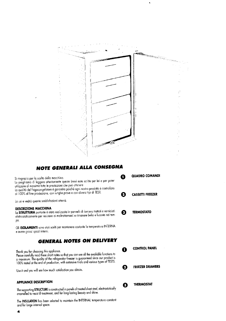 Descrizione macchina, General notes on delivery, Appliance description | Eencrau, Consegna o | ZANKER GS 105 User Manual | Page 4 / 31