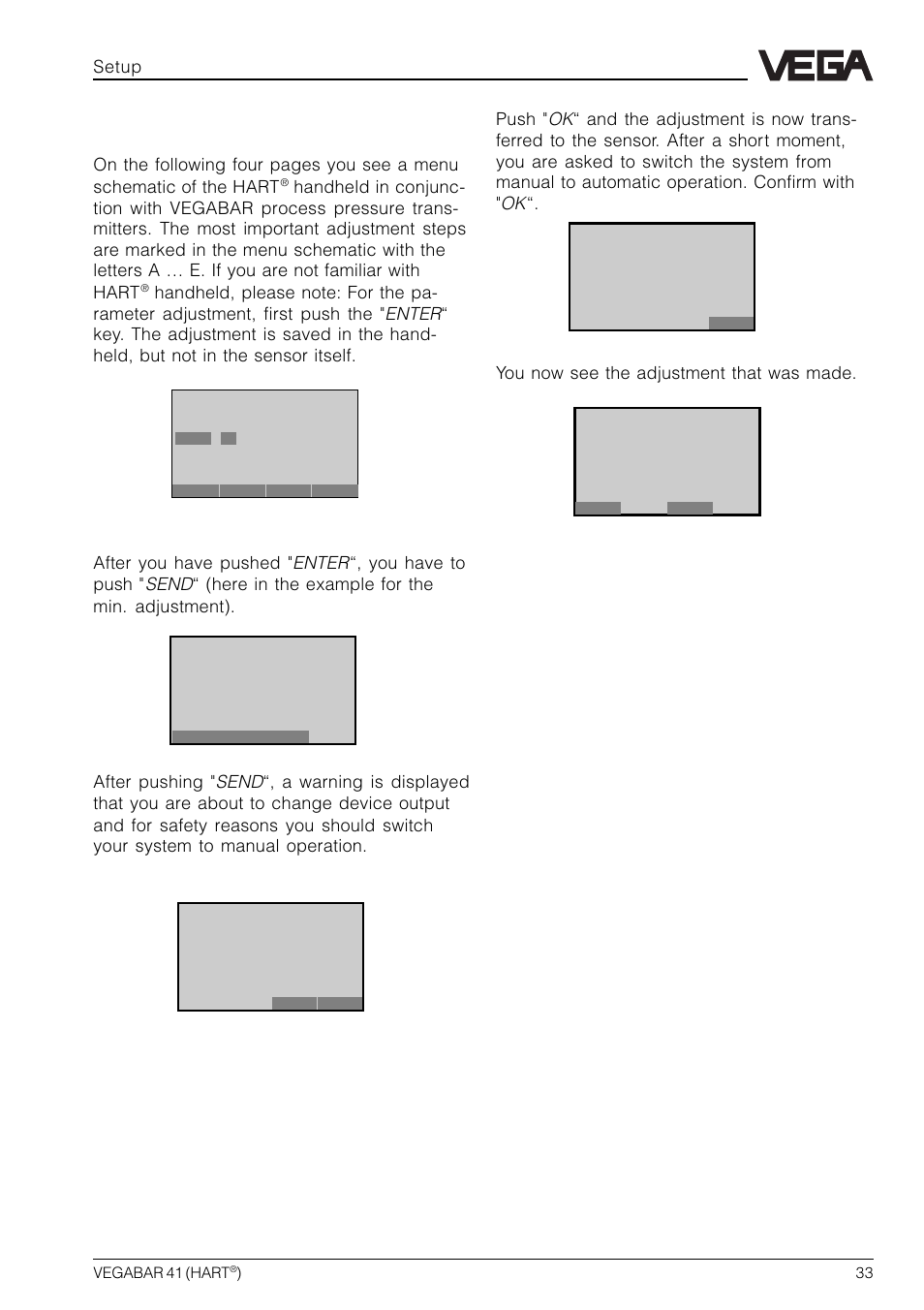 The most important adjustment steps | VEGA VEGABAR 41 HART User Manual | Page 33 / 44