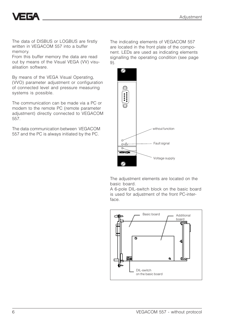 3 function, 2 adjustment | VEGA VEGACOM 557 PC-MODEM - Interface User Manual | Page 6 / 20