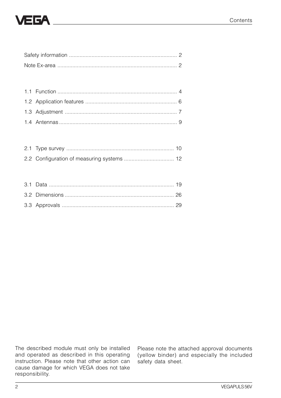 VEGA VEGAPULS 56V User Manual | Page 2 / 80