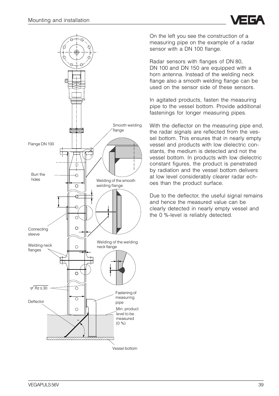 Mounting and installation | VEGA VEGAPULS 56V User Manual | Page 39 / 80