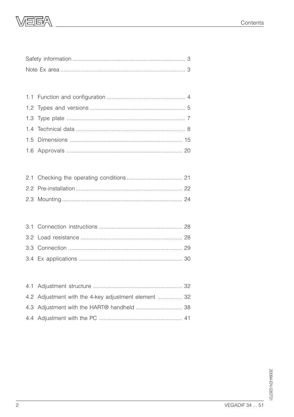 VEGA VEGADIF 34 … 51 User Manual | Page 2 / 64