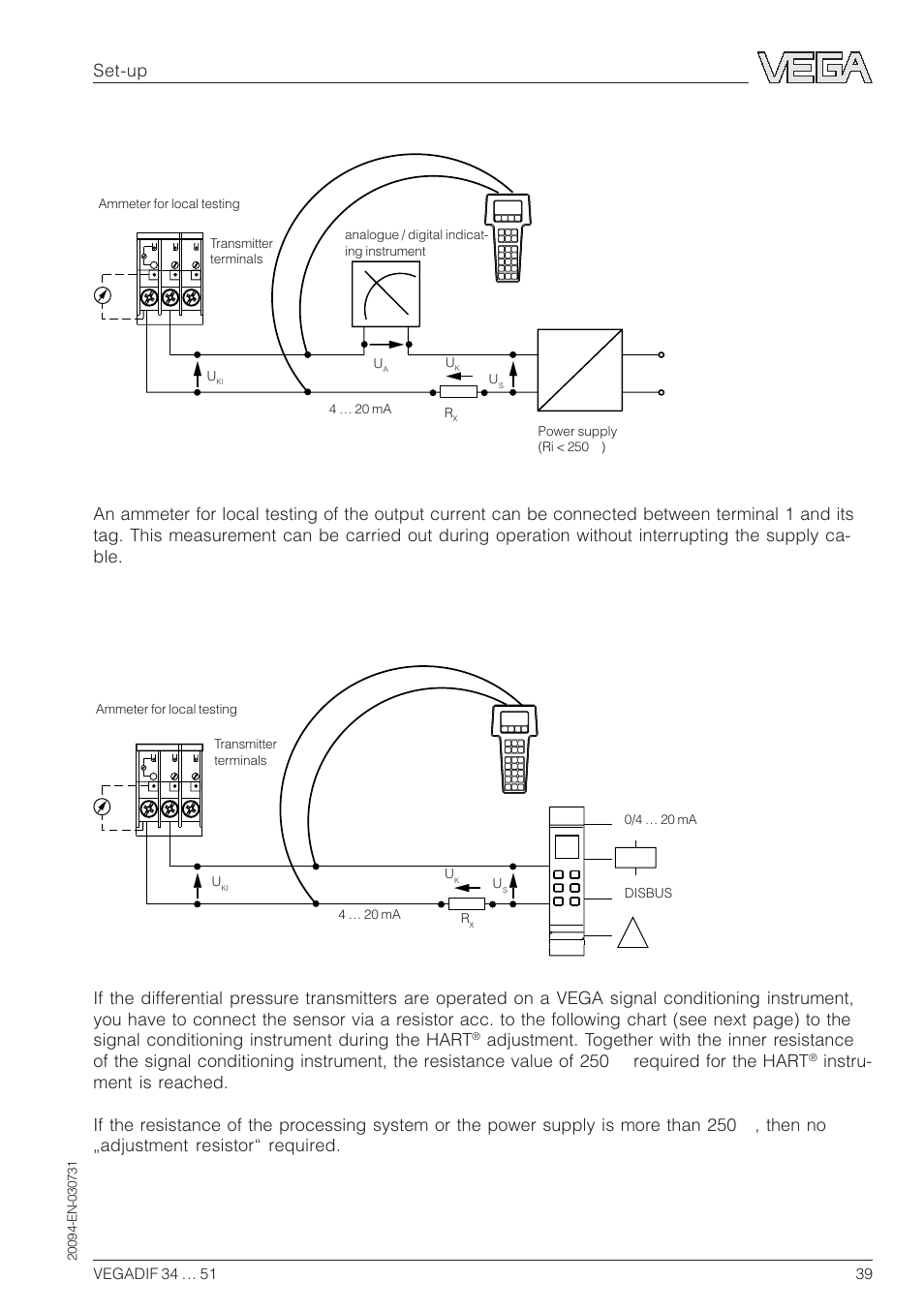 Set-up | VEGA VEGADIF 34 … 51 User Manual | Page 39 / 64