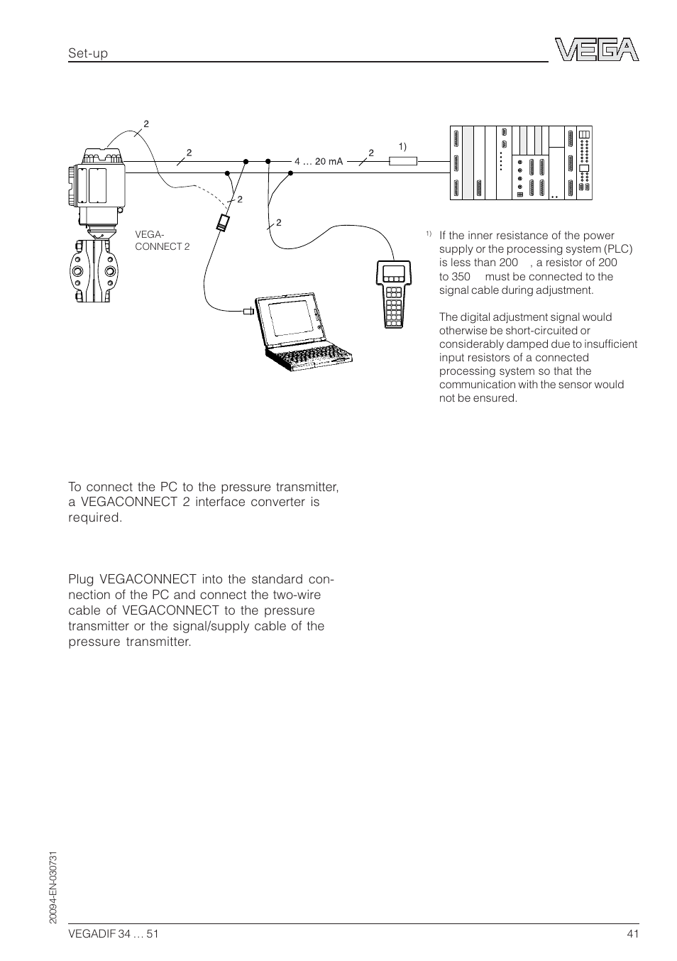 4 adjustment with the pc | VEGA VEGADIF 34 … 51 User Manual | Page 41 / 64