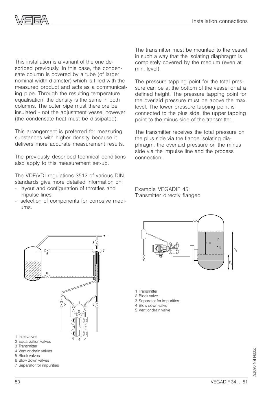 Vegadif 44, 45 | VEGA VEGADIF 34 … 51 User Manual | Page 50 / 64