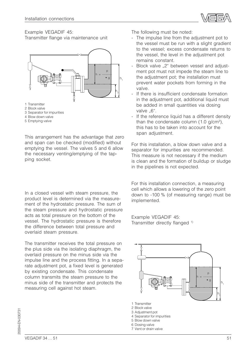 Installation connections | VEGA VEGADIF 34 … 51 User Manual | Page 51 / 64