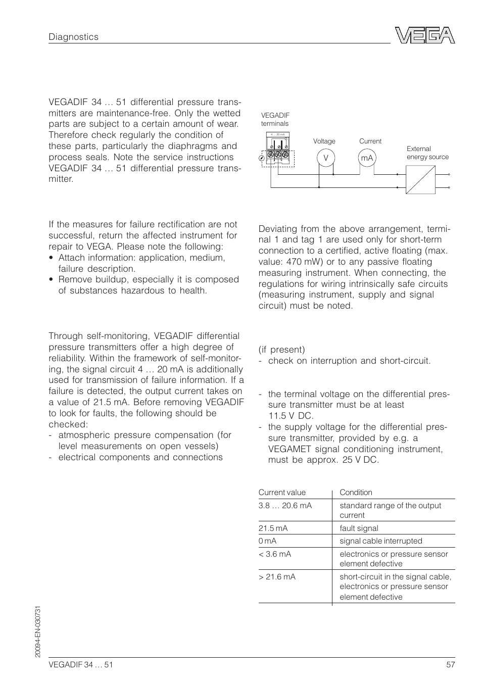 6 diagnostics, Maintenance, Repair | Fault rectification | VEGA VEGADIF 34 … 51 User Manual | Page 57 / 64