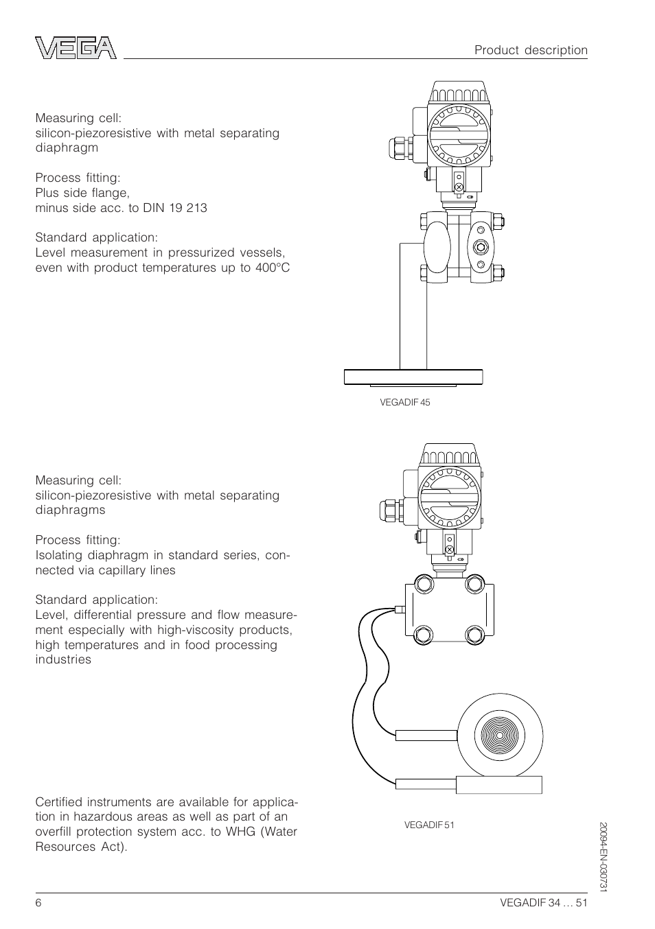 VEGA VEGADIF 34 … 51 User Manual | Page 6 / 64