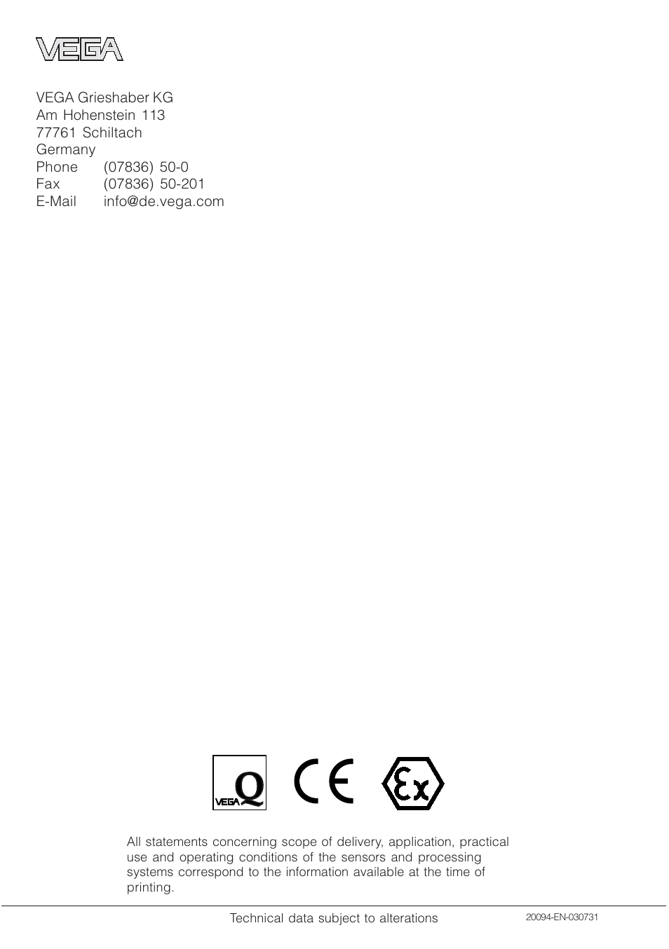 VEGA VEGADIF 34 … 51 User Manual | Page 64 / 64