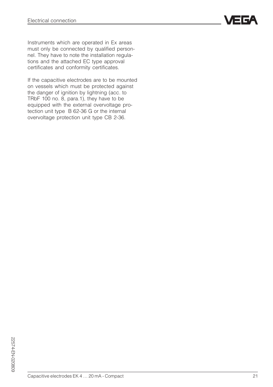 VEGA Capacitive electrodes EK 4 … 20 mA - Compact User Manual | Page 21 / 40