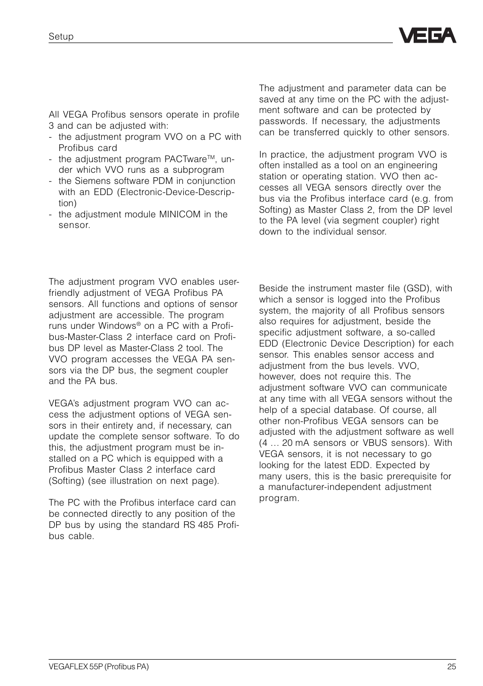 4 setup, 1 adjustment media | VEGA VEGAFLEX 55P (Profibus PA) User Manual | Page 25 / 48