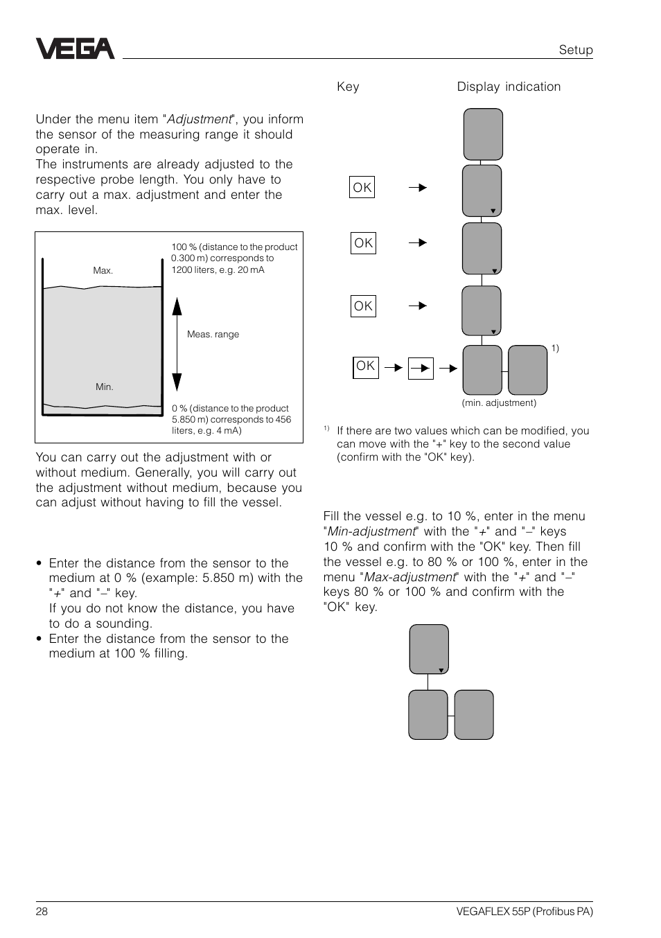 Adjustment | VEGA VEGAFLEX 55P (Profibus PA) User Manual | Page 28 / 48