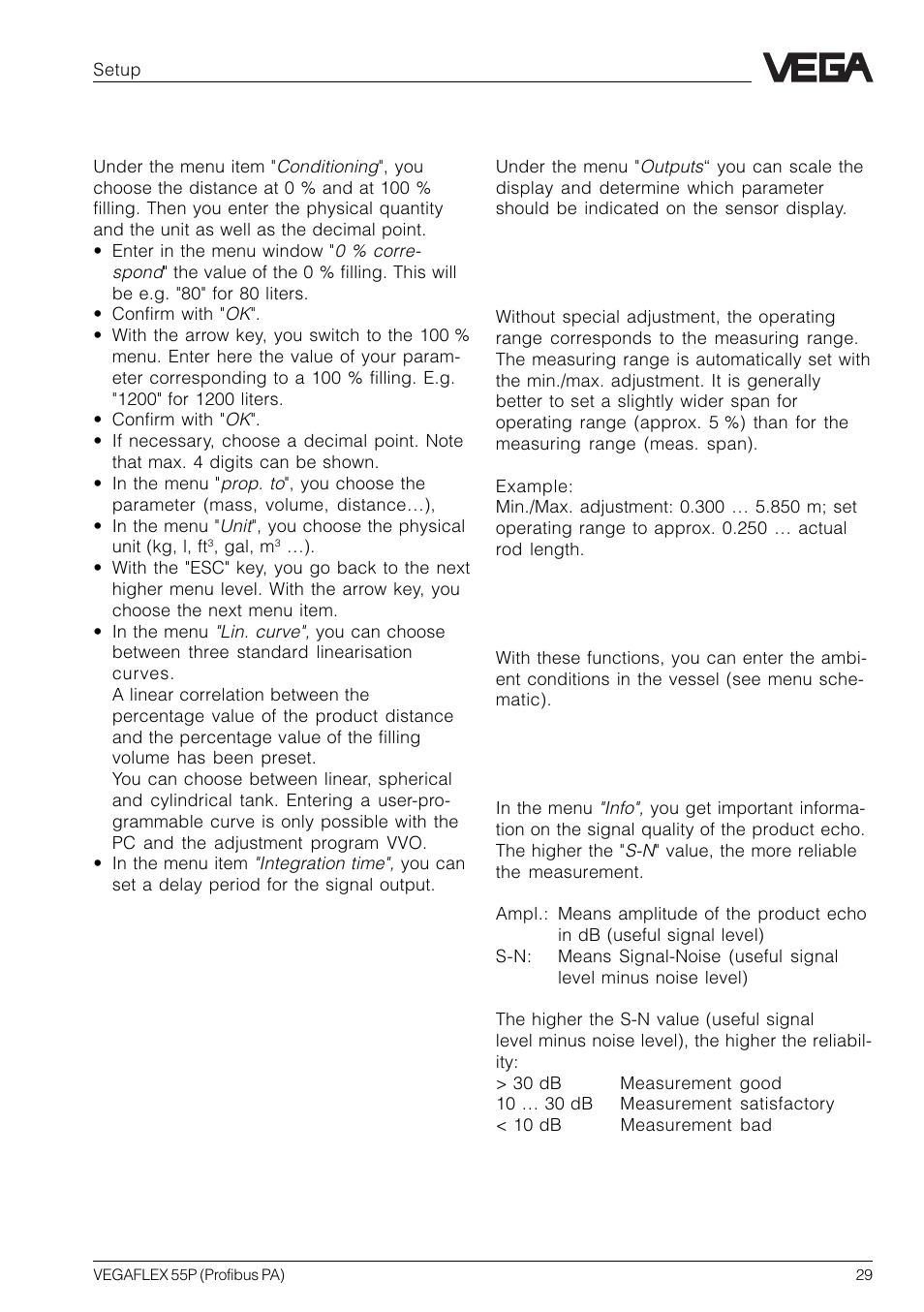 VEGA VEGAFLEX 55P (Profibus PA) User Manual | Page 29 / 48